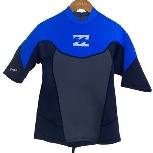 Billabong Boys Superflex Foil 202 mm Short Sleeve Wetsuit Top Blue Black Sz XL